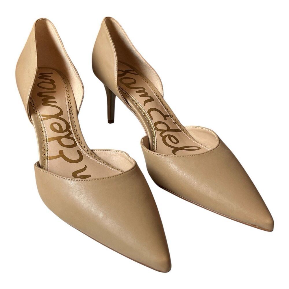 Sam Edelman Women's D'Orsay Pump Beige Leather Size 8.5